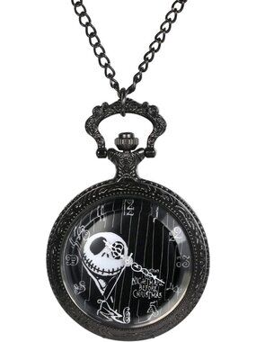 Unisex Black Analog Christmas Antique Quartz Pendant Chain Necklace Pocket Watch